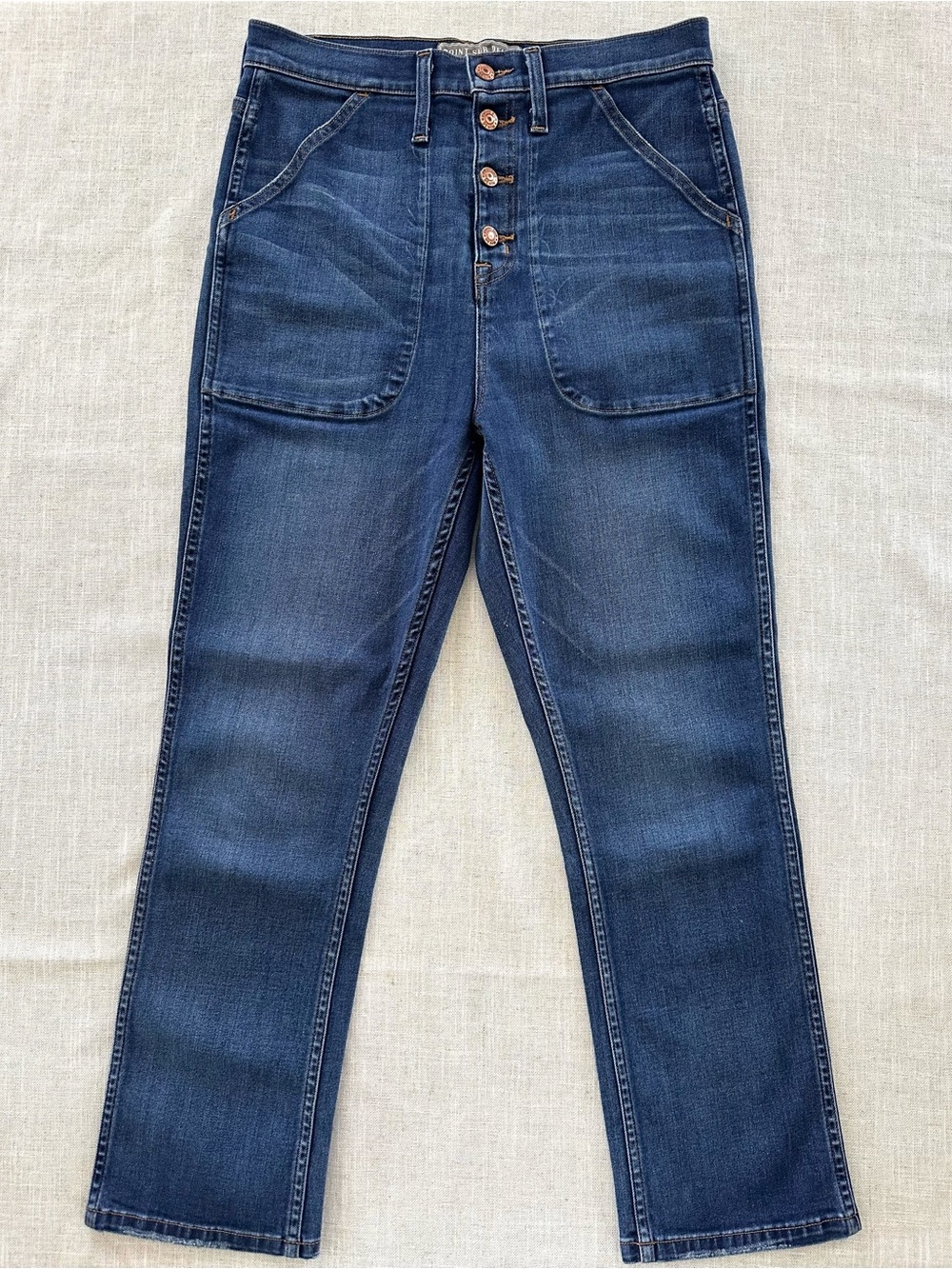 J Crew Point Sur Denim Jeans Size 30 Button Fly Utility Slim Leg
